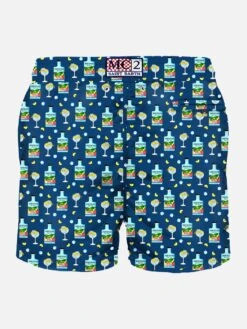 MC2 Saint Barth Man Light Fabric Swim Shorts With Portofino Gin Print | PORTOFINO DRY GIN SPECIAL EDITION -Swimwear Family portofino gin swimshorts2