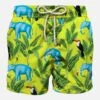 Light Fabric Swim Shorts With Tropical Print