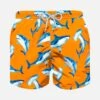 Boy Light Fabric Swim Shorts With Sharks Print -Swimwear Family shark orange swimshort man bb8a0f5a 7ba9 41f7 8e0a 4dba5011eeba