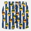 Blue Striped Mid-length Swim Shorts With Lemon Print -Swimwear Family shark pattern mim 0001 CAP0001 00479B fronte 0001 lemon hem mc2 righe