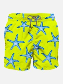 Yellowmid-length Swim Shorts With South Star