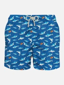 MC2 Saint Barth Man Swim Shorts With Shark Print