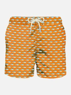Light Fabric Man Swim Shorts Sharks Print