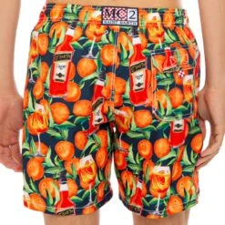 Mid-length Swim Short Spritz Time Blue Print -Swimwear Family spritz costume arancio