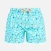 MC2 Saint Barth Boy Light Blue Swim Shorts With Starfish Print And Comfort Fabric
