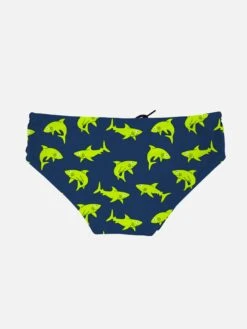 MC2 Saint Barth Boy Swim Briefs With Sharks All Over Print -Swimwear Family swim briefs boy sharks blue 2