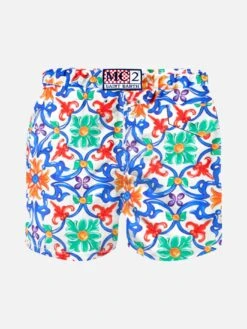 Majolica Print Boy Light Fabric Swim Shorts -Swimwear Family swimshort majolica swim trunk e38d4a25 b566 485c a45c fb9c14fb09e6