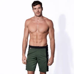 Military Green Swim Shorts With Contrast Lateral Band 16 Military Green Swim Shorts With Contrast Lateral Band -Swimwear Family swimshort st barth military