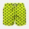 Boy Swim Shorts With Micro Skulls Print -Swimwear Family swimshort yellow fluo skull velvet boy 45553e6b 5844 4edc 8633 92f350ba2ec8