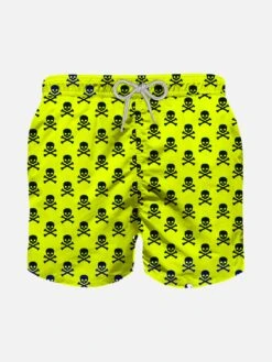 Boy Swim Shorts With Micro Skulls Print