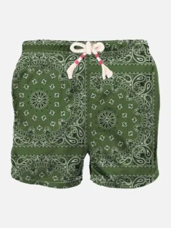 MC2 Saint Barth Man Swim Shorts With Green Bandanna Print
