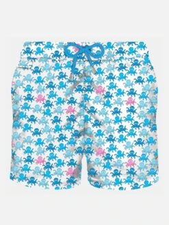 MC2 Saint Barth Man Light Fabric Swim Shorts With Octopus Print