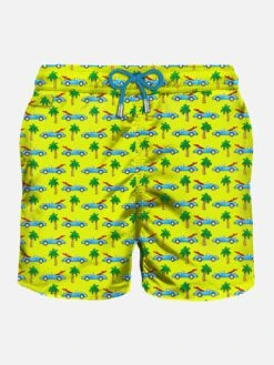 MC2 Saint Barth Man Light Fabric Swim Shorts With Surfcar Print