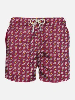 MC2 Saint Barth Man Light Fabric Swim Shorts With Tennis Print