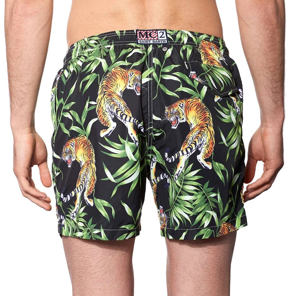 Man Light Fabric Swim Shorts With Tiger Print 5 Man Light Fabric Swim Shorts With Tiger Print - Image 3