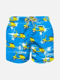 Boy Swim Shorts Vespa And Palms Print | VespaĀ® Special Edition