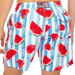 Mid-length Swim Shorts Watermelon Print -Swimwear Family watermelon swismhort man