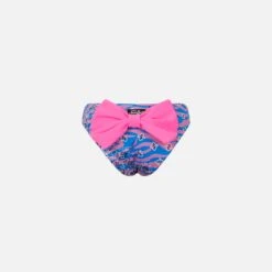 MC2 Saint Barth Girl Swim Briefs With Bandanna Zebra Print And Bow